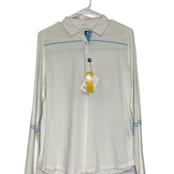 Footjoy Women's Top - White/Aqua Stripe