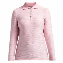 Rohnisch Ladies Wave Long Sleeve Polo Shirt Rose Pink