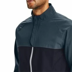 Under Armour Gents Elements Waterproof Rain Jacket Black - Mechanic Blue (002) -Cheap Footwear Store P 1342717UNDERARMOURJACKETBLACKBLUE002GENTS 2 L