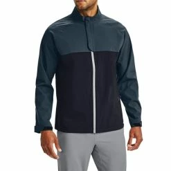 Under Armour Gents Elements Waterproof Rain Jacket Black - Mechanic Blue (002) -Cheap Footwear Store P 1342717UNDERARMOURJACKETBLACKBLUE002GENTS 3 L