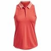 Under Armour Ladies Iso-Chill Sleeveless Polo Shirt Orange Vermillion - Pink Sands (872)