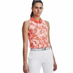 Under Armour Ladies Zinger Rise Sleeveless Polo Shirt Vermillion - Metallic Silver (872) -Cheap Footwear Store P 1370137UNDERARMOURSHIRTVERMILLIONSILVER872LADIES 2 L