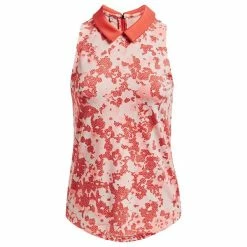 Under Armour Ladies Zinger Rise Sleeveless Polo Shirt Vermillion - Metallic Silver (872)