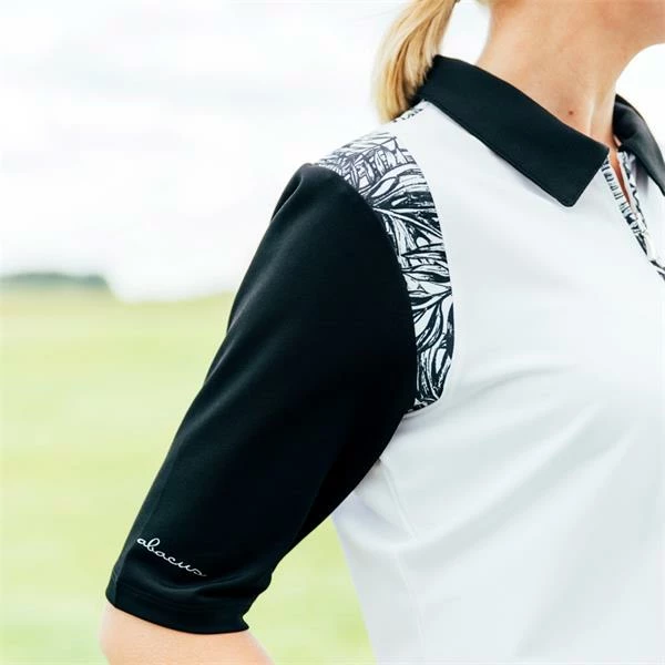 ABACUS Ladies Anne Half Sleeve Polo Shirt Black - White 6 ABACUS Ladies Anne Half Sleeve Polo Shirt Black - White - Image 4