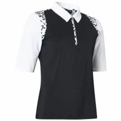 ABACUS Ladies Anne Half Sleeve Polo Shirt Black - White