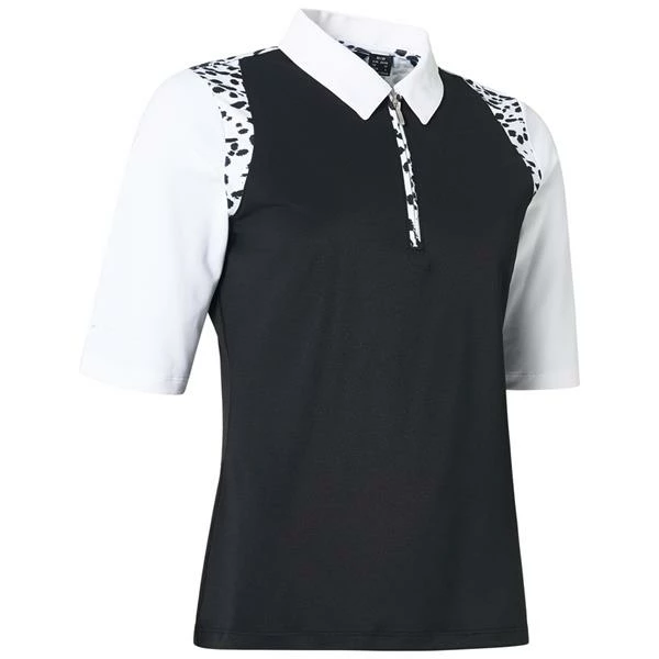ABACUS Ladies Anne Half Sleeve Polo Shirt Black - White 3 ABACUS Ladies Anne Half Sleeve Polo Shirt Black - White
