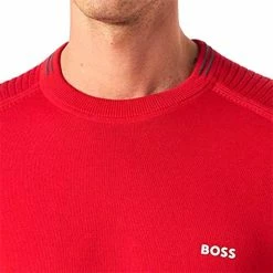 Boss Gents Ronard Organic-Cotton Logo Sweater Medium Red -Cheap Footwear Store P 50468130BOSSSWEATERMEDIUMREDGENTS 5 L