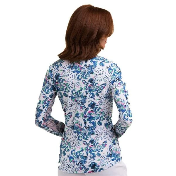 EPNY Ladies Rainbow Floral Zip Mock White Multi (113) 4 EPNY Ladies Rainbow Floral Zip Mock White Multi (113) - Image 2