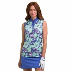EPNY Ladies Sleeveless Mock Floral Blur Print Bluebelle Multi