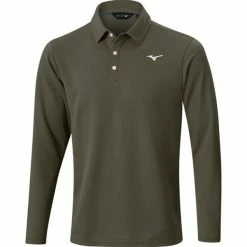 Mizuno Gents Breath Thermo Long Sleeve Polo Shirt Olive