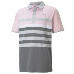 Puma Gents MATTR One Way Polo Shirt Pink Lady - Bright White