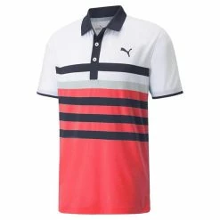 Puma Gents MATTR One Way Polo Shirt Teaberry - Bright White