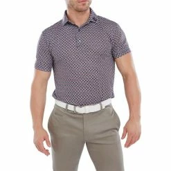 FootJoy Gents Half Moon Geo Lisle Polo Shirt White Orchid - Violet -Cheap Footwear Store P 80012FOOTJOYSHIRTWHITEORCHIDVIOLETGENTS 2 L