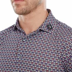 FootJoy Gents Half Moon Geo Lisle Polo Shirt White Orchid - Violet -Cheap Footwear Store P 80012FOOTJOYSHIRTWHITEORCHIDVIOLETGENTS 4 L