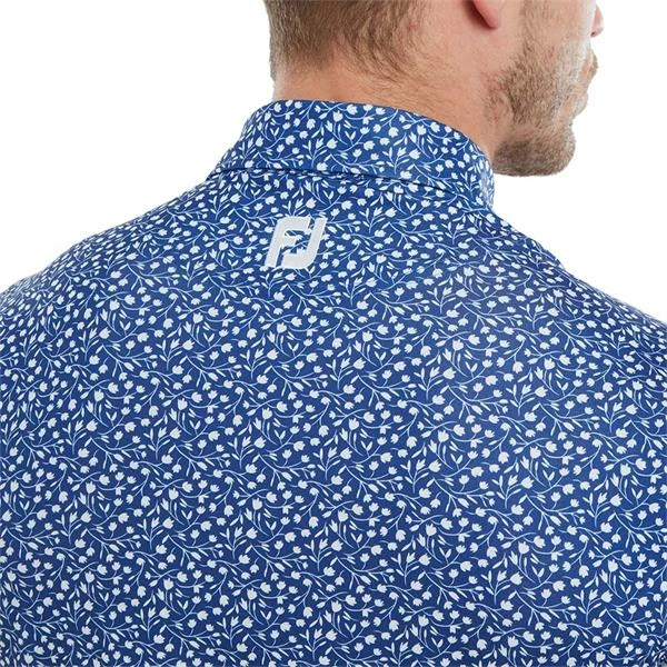 FootJoy Gents Tossed Tulips Lisle Polo Shirt Twilight - White 7 FootJoy Gents Tossed Tulips Lisle Polo Shirt Twilight - White - Image 5