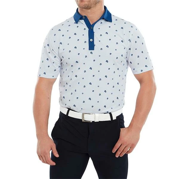FootJoy Gents Scattered Floral Print Polo Shirt White Twilight 5 FootJoy Gents Scattered Floral Print Polo Shirt White Twilight - Image 3