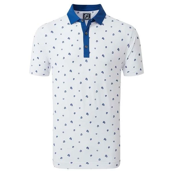 FootJoy Gents Scattered Floral Print Polo Shirt White Twilight 3 FootJoy Gents Scattered Floral Print Polo Shirt White Twilight