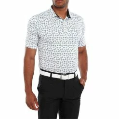 FootJoy Gents Travel Print Lisle Polo Shirt White - Black 9 FootJoy Gents Travel Print Lisle Polo Shirt White - Black -Cheap Footwear Store P 80046FOOTJOYSHIRTWHITEBLACKGENTS 2 L
