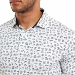 FootJoy Gents Travel Print Lisle Polo Shirt White - Black 11 FootJoy Gents Travel Print Lisle Polo Shirt White - Black -Cheap Footwear Store P 80046FOOTJOYSHIRTWHITEBLACKGENTS 4 L