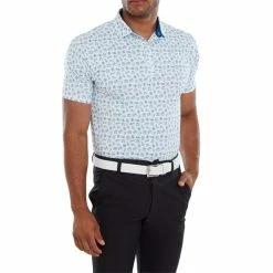 FootJoy Gents Travel Print Lisle Polo Shirt White - Twilight -Cheap Footwear Store P 80048FOOTJOYSHIRTWHITETWILIGHTGENTS 2 L
