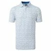 FootJoy Gents Travel Print Lisle Polo Shirt White - Twilight