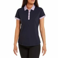 FootJoy Ladies Colour Block Pique Polo Shirt Navy -Cheap Footwear Store P 80170FOOTJOYSHIRTNAVYLADIES 2 L