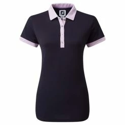 FootJoy Ladies Colour Block Pique Polo Shirt Navy