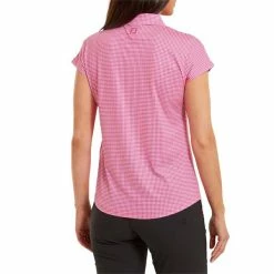 FootJoy Ladies Houndstooth Print Cap Sleeve Polo Shirt Hot Pink -Cheap Footwear Store P 80182FOOTJOYSHIRTHOTPINKLADIES 3 L
