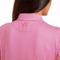 FootJoy Ladies Houndstooth Print Cap Sleeve Polo Shirt Hot Pink -Cheap Footwear Store P 80182FOOTJOYSHIRTHOTPINKLADIES 4 L