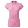 FootJoy Ladies Houndstooth Print Cap Sleeve Polo Shirt Hot Pink -Cheap Footwear Store P 80182FOOTJOYSHIRTHOTPINKLADIES L