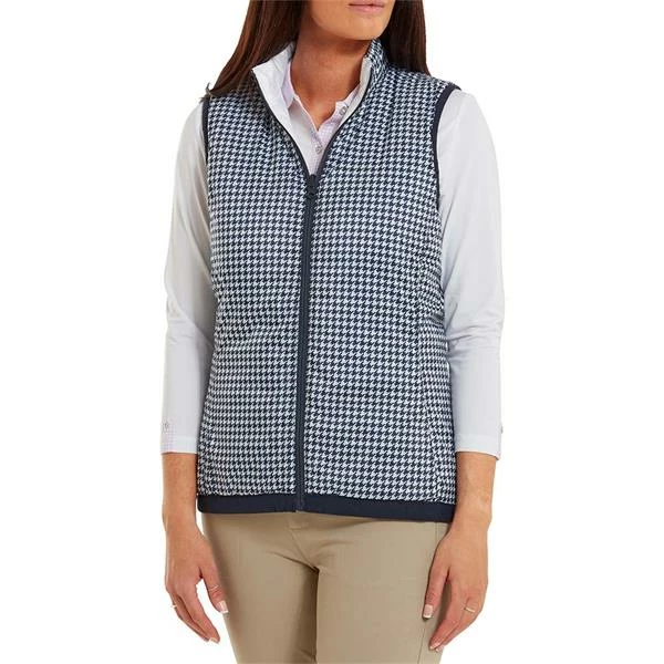 FootJoy Ladies Reversible Insulated Vest White - Navy - Houndstooth 5 FootJoy Ladies Reversible Insulated Vest White - Navy - Houndstooth - Image 3