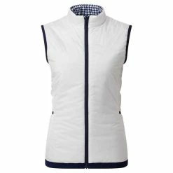 FootJoy Ladies Reversible Insulated Vest White - Navy - Houndstooth