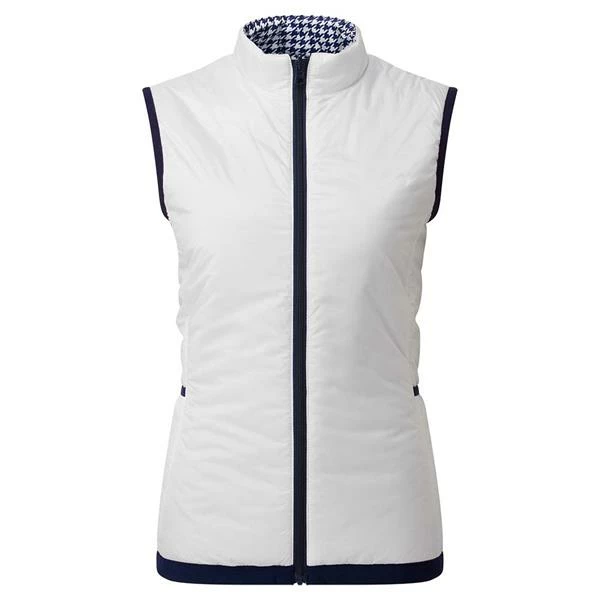 FootJoy Ladies Reversible Insulated Vest White - Navy - Houndstooth 3 FootJoy Ladies Reversible Insulated Vest White - Navy - Houndstooth