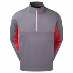 FootJoy Gents HydroKnit Waterproof Half Zip Charcoal - Red - White