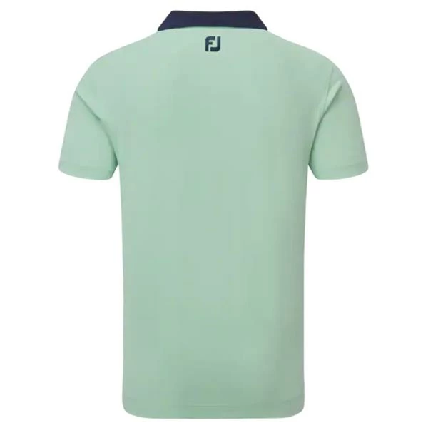 FootJoy Gents Solid Stripe Placket Pique Shirt Sage - Navy - White 4 FootJoy Gents Solid Stripe Placket Pique Shirt Sage - Navy - White - Image 2