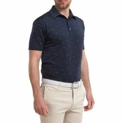 FootJoy Gents School Of Fish Lisle Shirt Navy -Cheap Footwear Store P 88386FJGENTSSCHOLLOFFISHLISLESHIRTNAVY 2 L