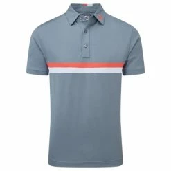 FootJoy Gents Double Chest Band Pique Shirt Graphite - Coral - White