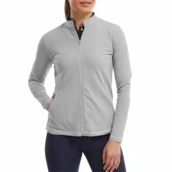 FootJoy Ladies Full-Zip Performance Midlayer Heather Grey -Cheap Footwear Store P 88505FJLDSFZPERFMIDLAYERHEATHERGREY 3 L