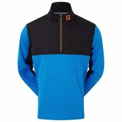 FootJoy Gents HydroKnit Waterproof Half Zip Sapphire - Black - Orange