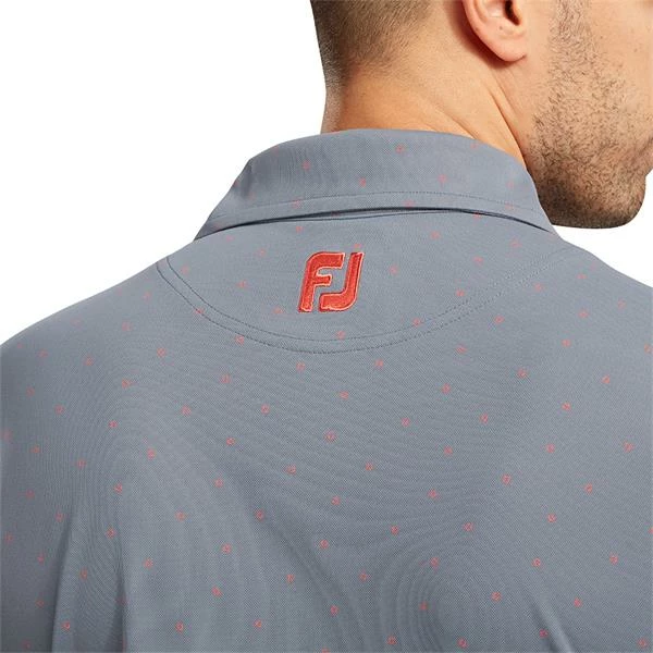 FootJoy Gents Smooth Pique Print Polo Shirt Slate - Coral 6 FootJoy Gents Smooth Pique Print Polo Shirt Slate - Coral - Image 4