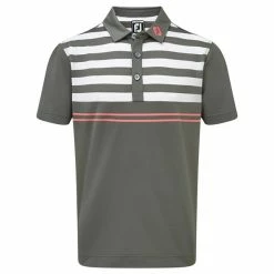 FootJoy Junior Pique Engineered Stripes Top Green - White