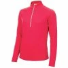 Green Lamb Ladies Gloria Waffle Zip Neck Top Deep Pink
