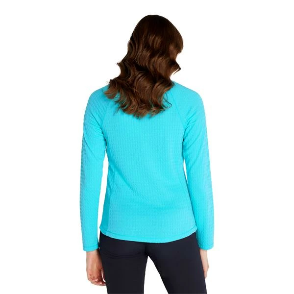 Green Lamb Ladies Gloria Waffle Zip Neck Top Scuba Blue 4 Green Lamb Ladies Gloria Waffle Zip Neck Top Scuba Blue - Image 2