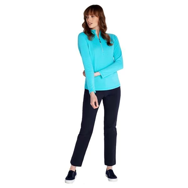 Green Lamb Ladies Gloria Waffle Zip Neck Top Scuba Blue 5 Green Lamb Ladies Gloria Waffle Zip Neck Top Scuba Blue - Image 3