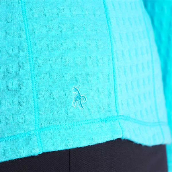 Green Lamb Ladies Gloria Waffle Zip Neck Top Scuba Blue 6 Green Lamb Ladies Gloria Waffle Zip Neck Top Scuba Blue - Image 4