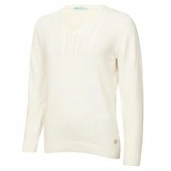 Green Lamb Ladies Gigi Superwool V-Neck Sweater Winter White
