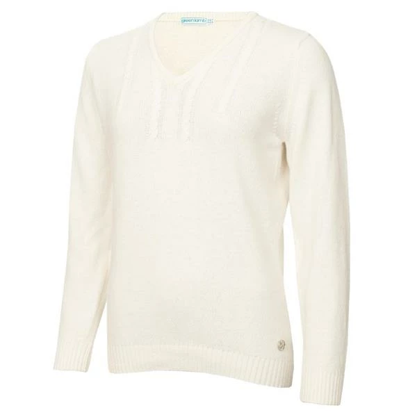 Green Lamb Ladies Gigi Superwool V-Neck Sweater Winter White 3 Green Lamb Ladies Gigi Superwool V-Neck Sweater Winter White