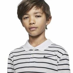 Nike Junior - Boys Dri-Fit Victory Striped Polo Shirt White (100) -Cheap Footwear Store P BV0405NIKESHIRTWHITEBOYS 3 L