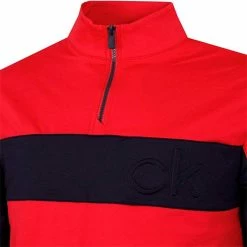Calvin Klein Golf Gents Embossed ½ Zip Top Red - Navy -Cheap Footwear Store P C9500CALVINKLEINTOPREDNAVYGENTS 2 L