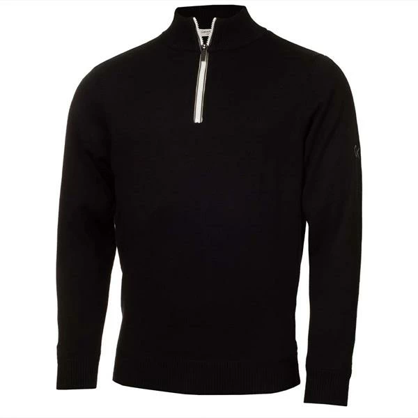 Calvin Klein Golf Gents Tipped Lined Sweater Black Silver 3 Calvin Klein Golf Gents Tipped Lined Sweater Black Silver